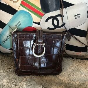 Brighton Croco Leather Crossbody Wallet/Purse Organizer